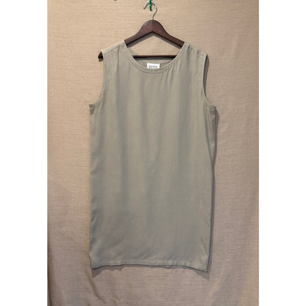 90s Minimalist | Eileen Fisher Woven 100% Silk Tank Column Dress | Size Large - Picture 1 of 4